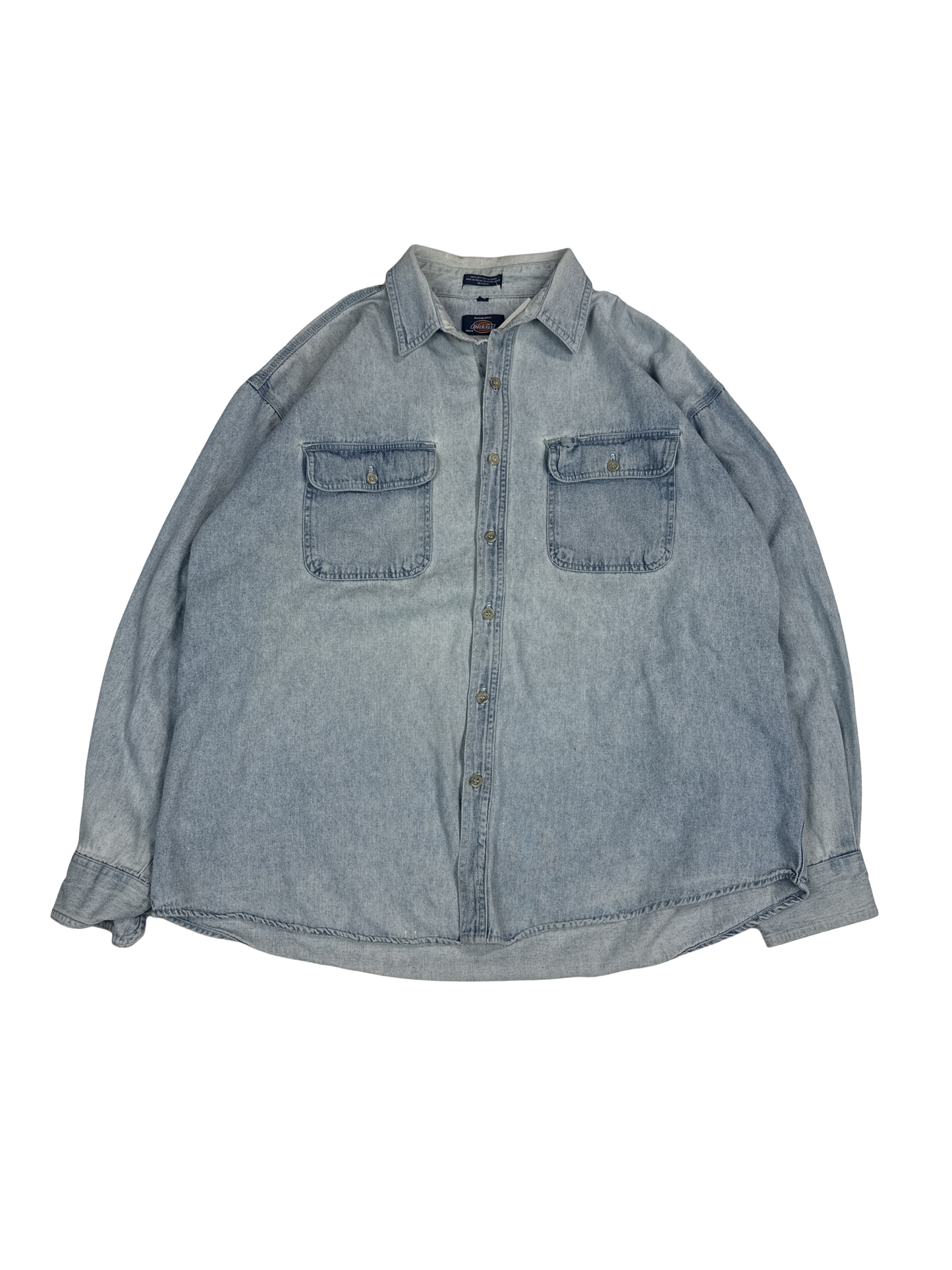 1990s Dickies Light Wash Denim Button-Up Shirt