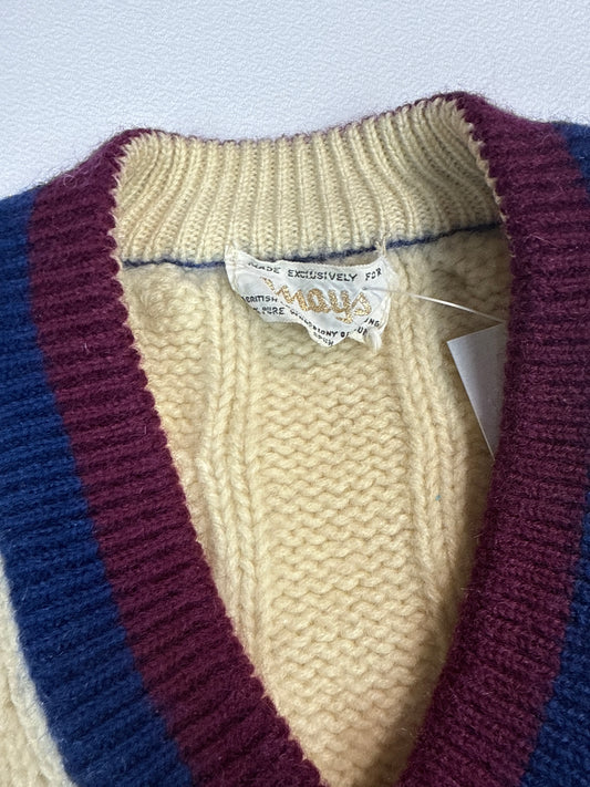 Vintage Cable Knit Wool Pullover Sweater (S)