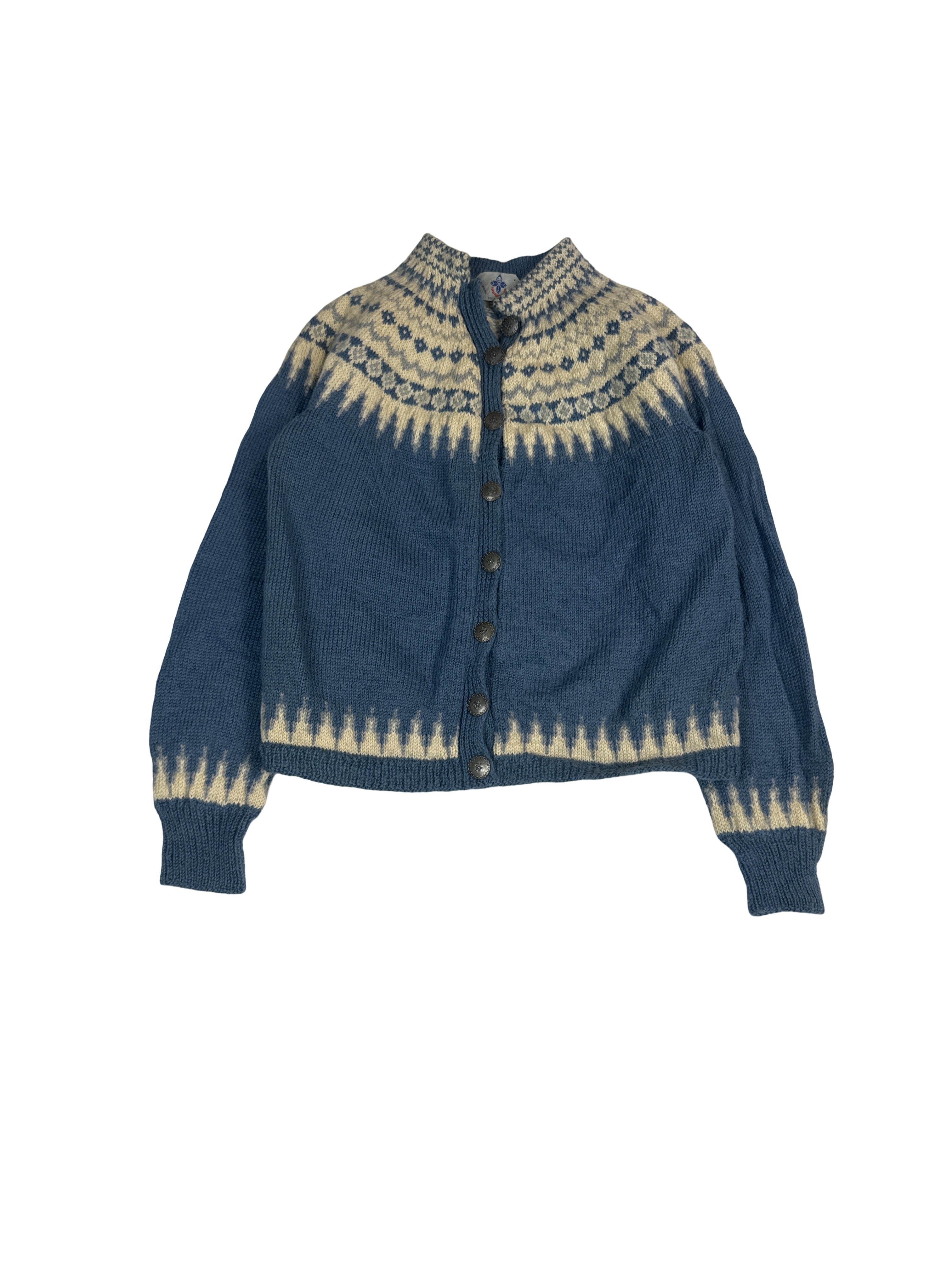 Nordic Handknit Wool Cardigan Sweater (S)