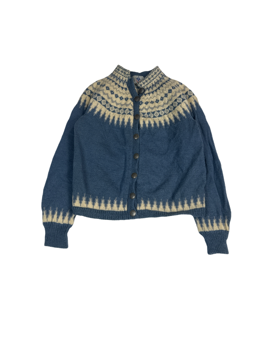 Nordic Handknit Wool Cardigan Sweater (S)