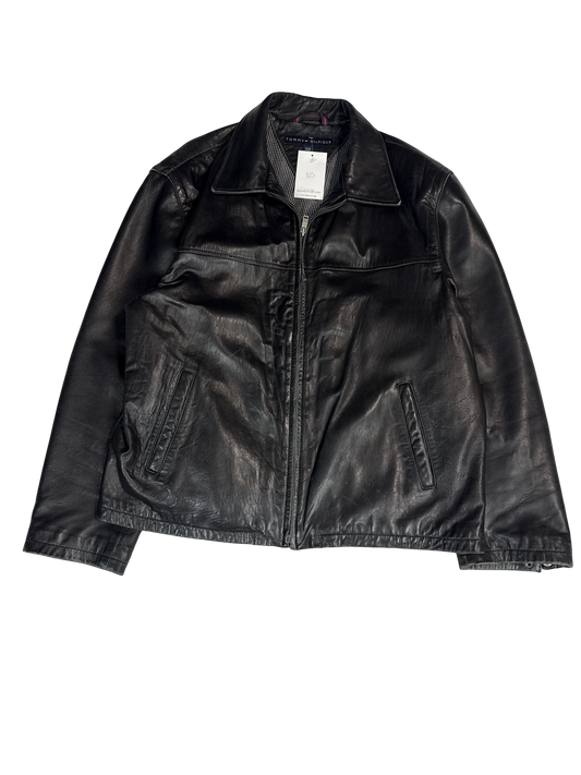 Tommy Hilfiger Black Leather Jacket (XL)