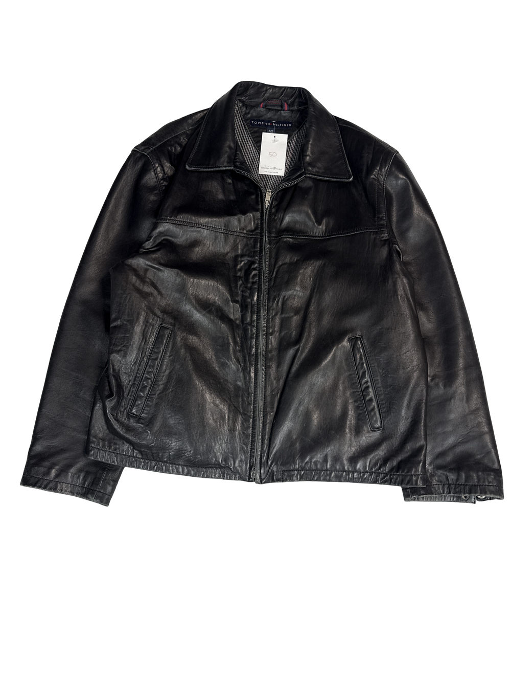 Tommy Hilfiger Black Leather Jacket (XL)