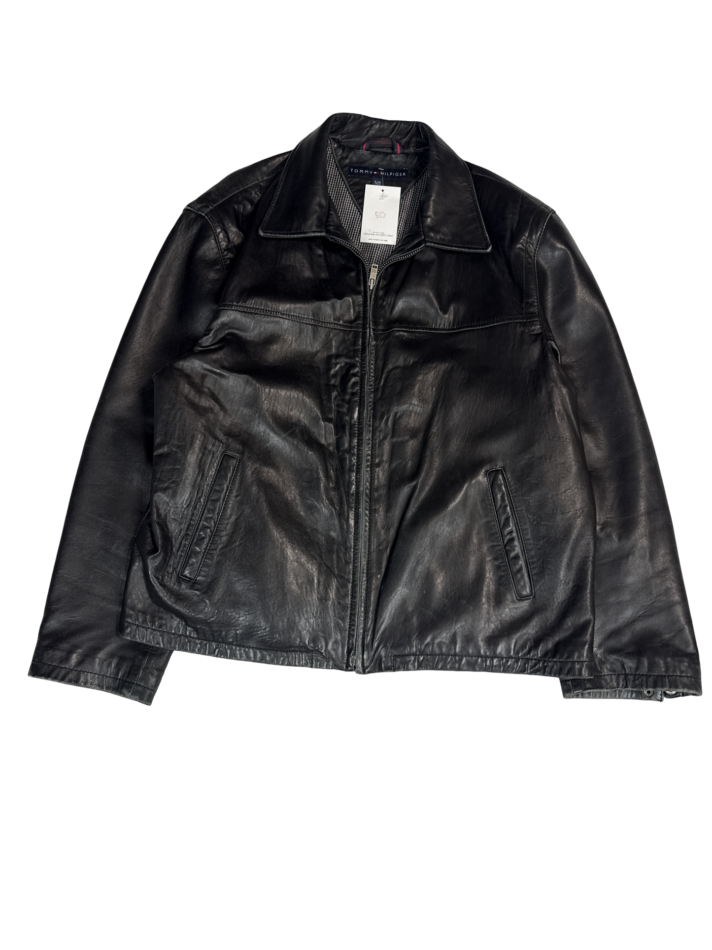 Tommy Hilfiger Black Leather Jacket (XL)