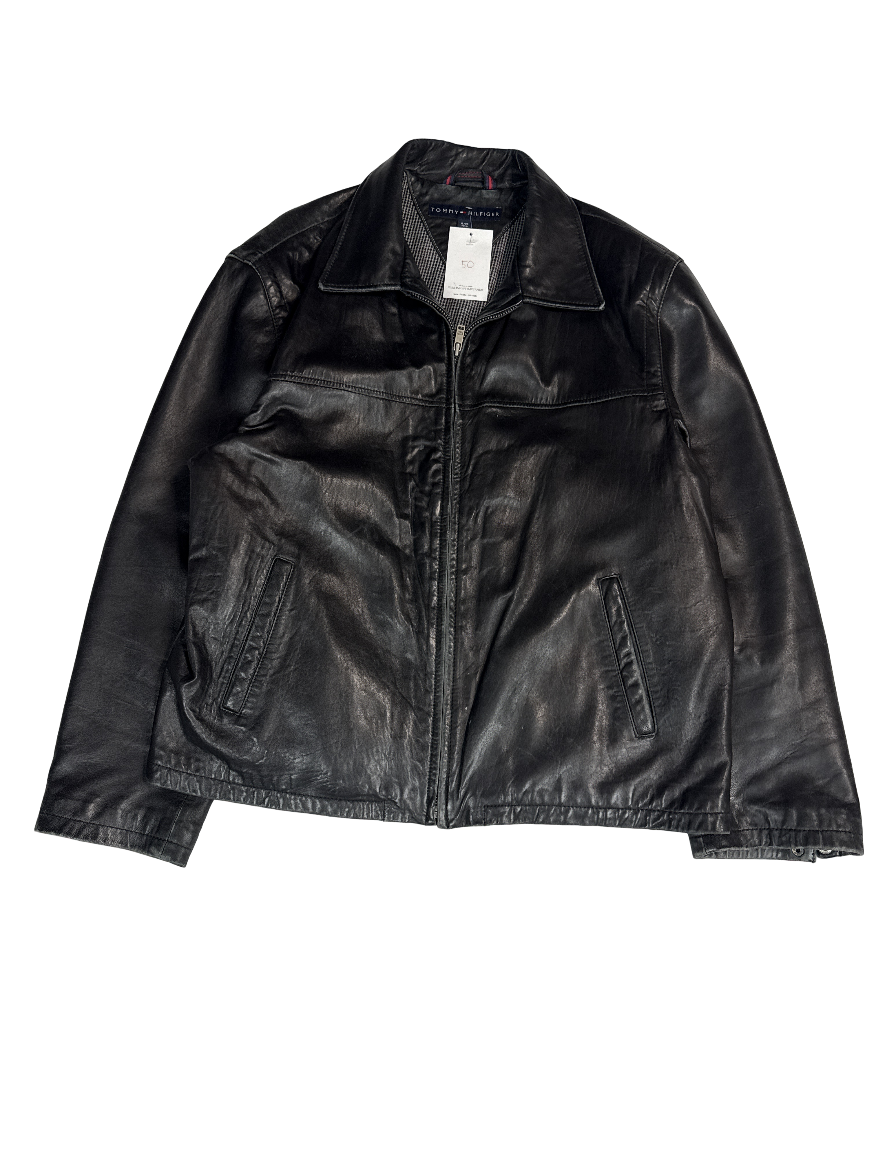 Tommy Hilfiger Black Leather Jacket (XL)