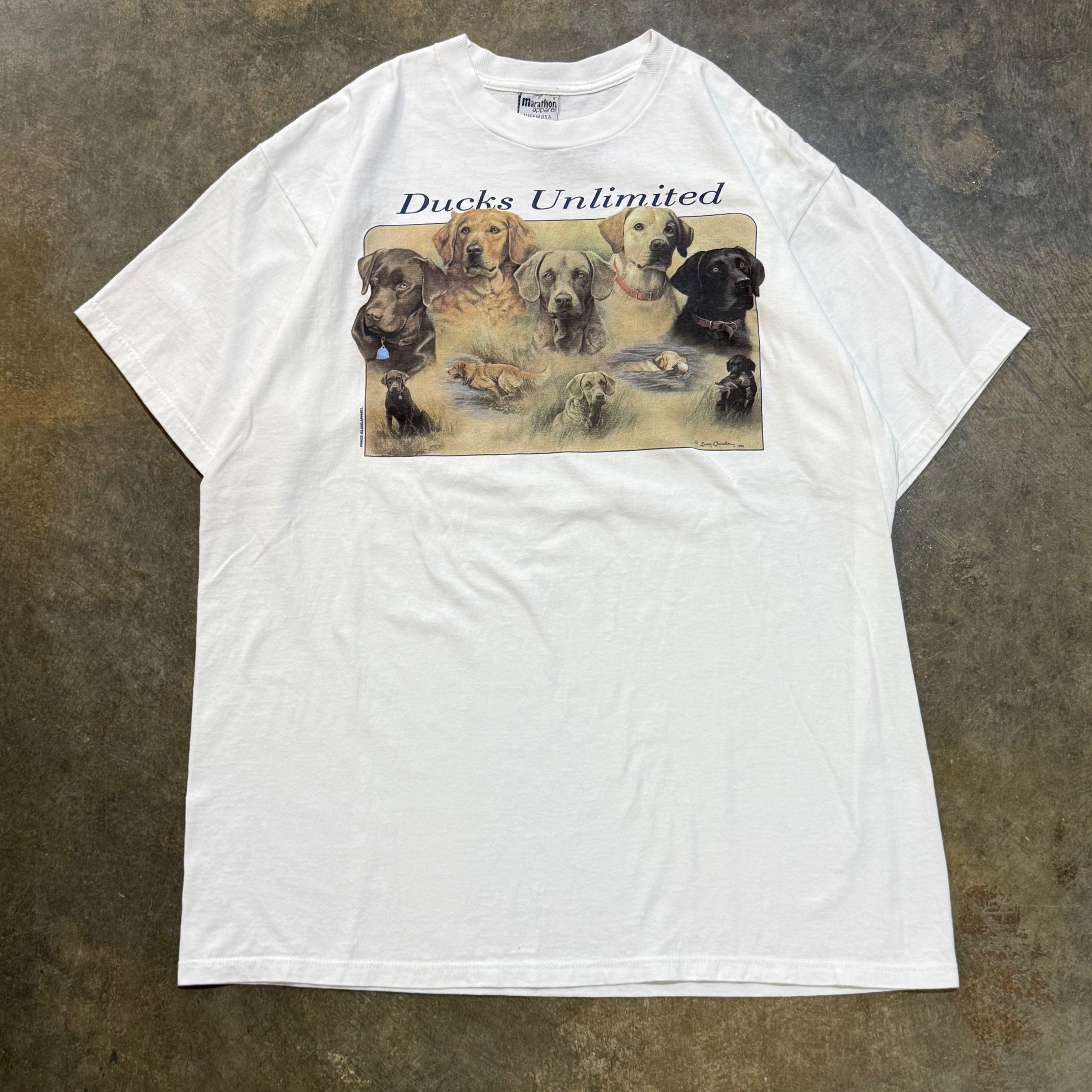 Vintage Ducks Unlimited Retriever Dogs Tee White