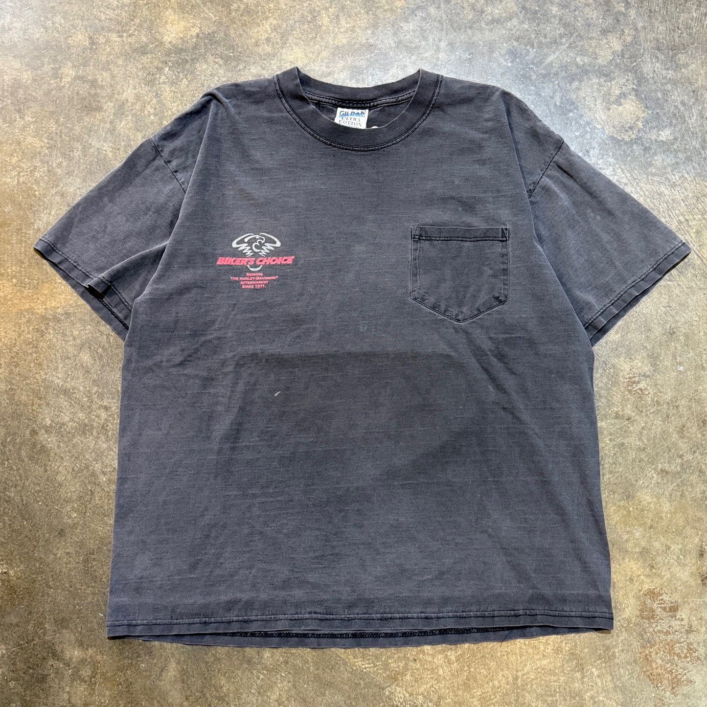 Vintage Biker's Choice Pocket Tee Charcoal