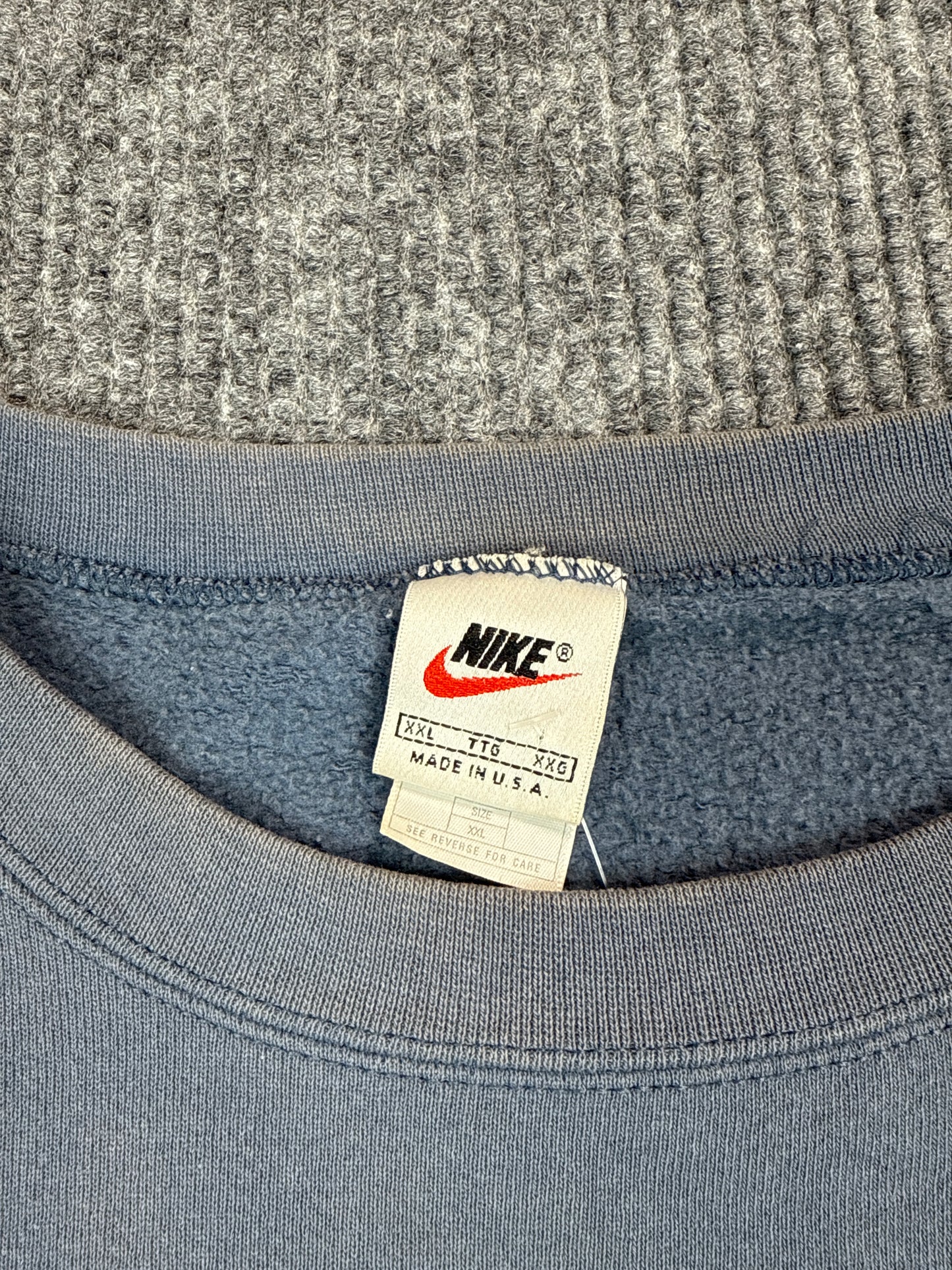 1990s Nike Made in USA Blue Crewneck Sweatshirt (XXL)