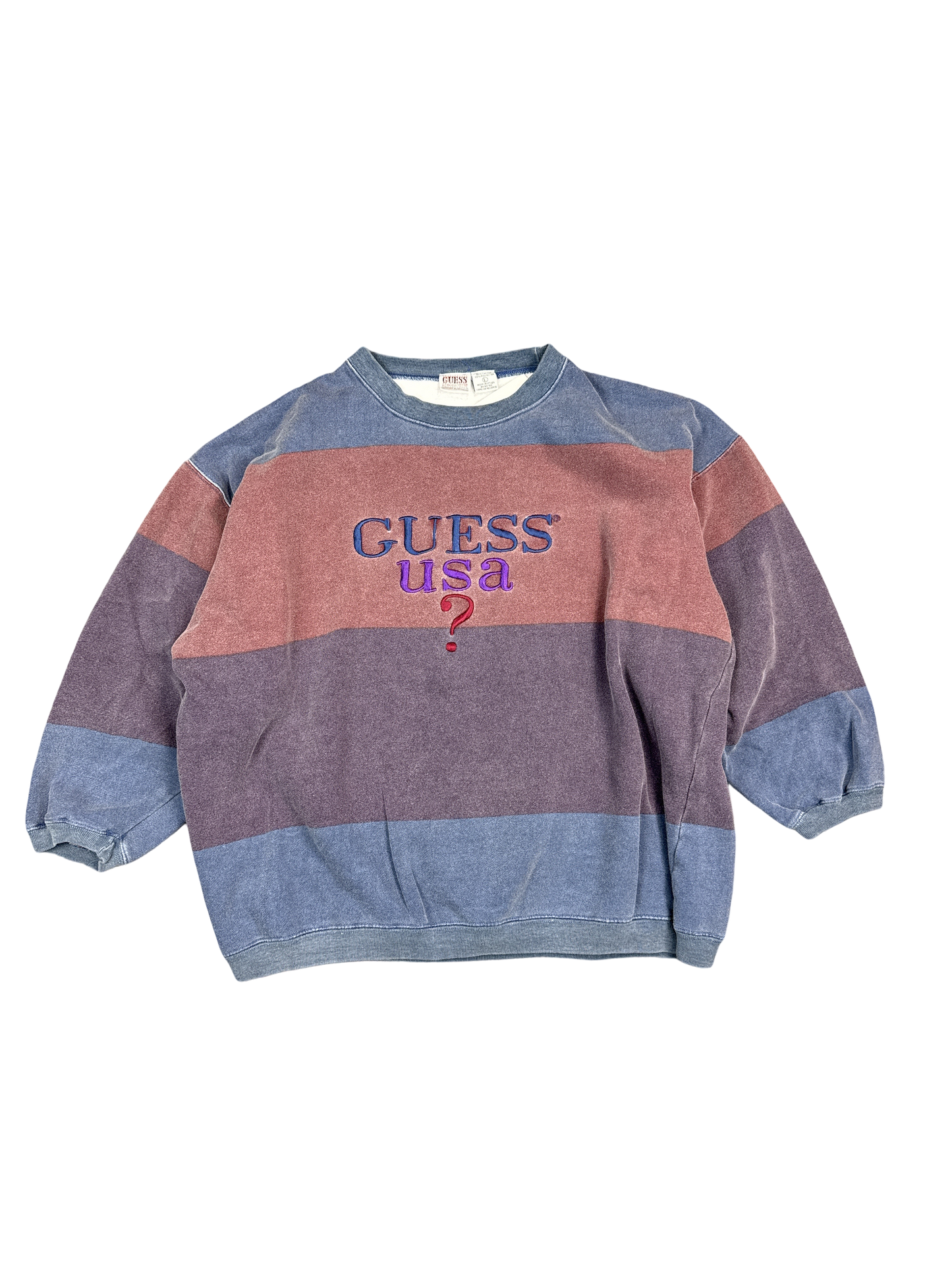 1990s Guess USA Stripe Sweatshirt (L)