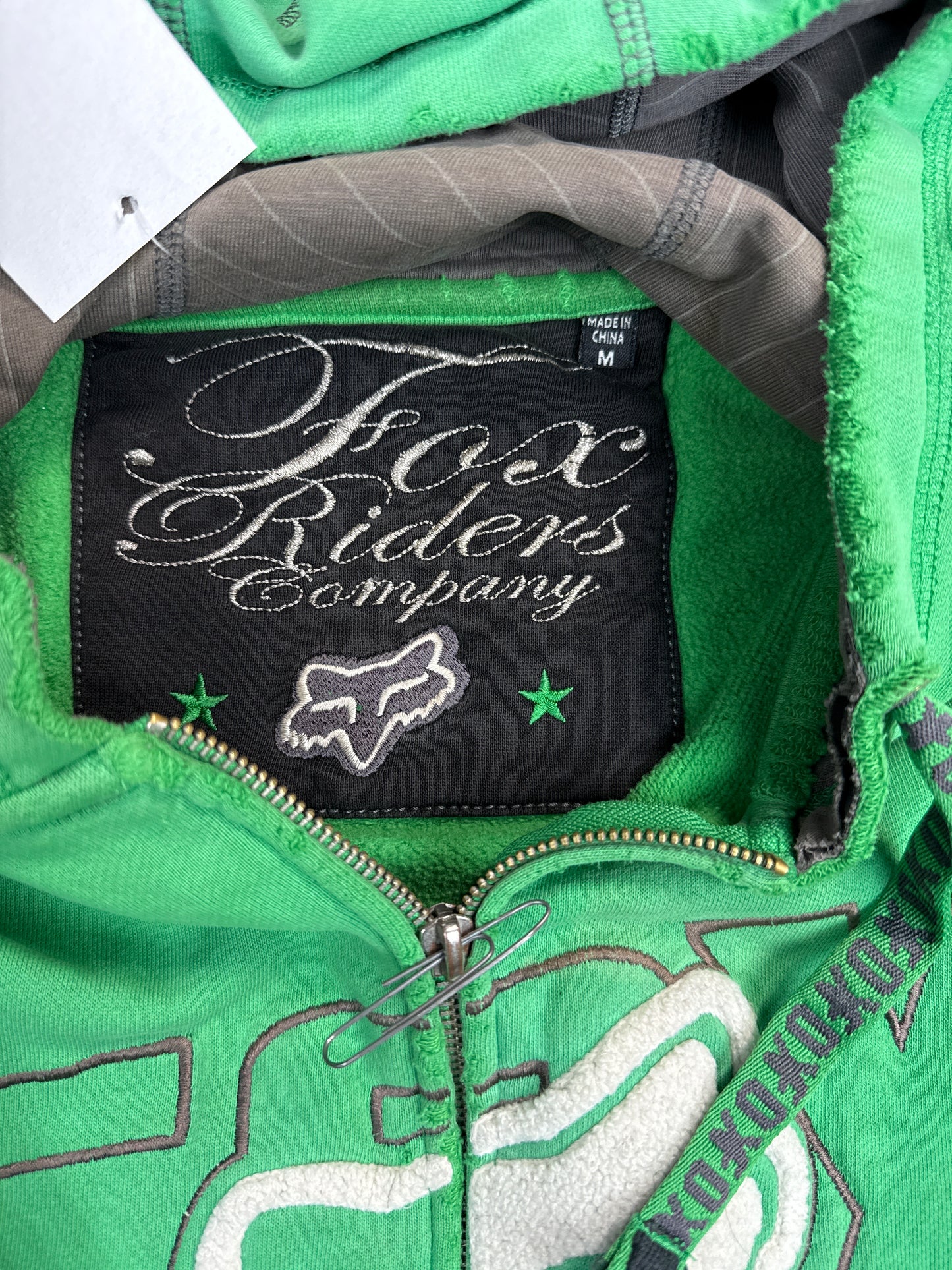 Fox Riders Company Green Zip-Up Hoodie (M)