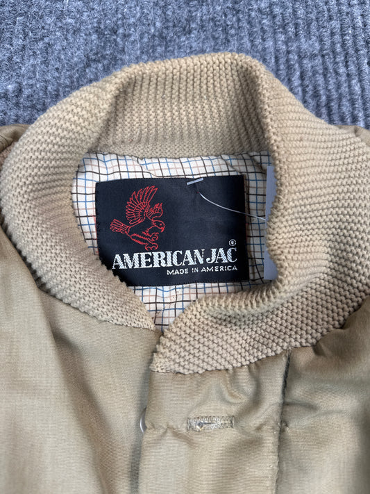 American Jac Made in USA Khaki Bomber Jacket (L)