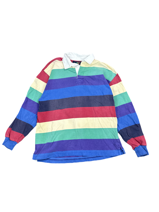 90s Colorful Stripe Rugby Shirt (L)