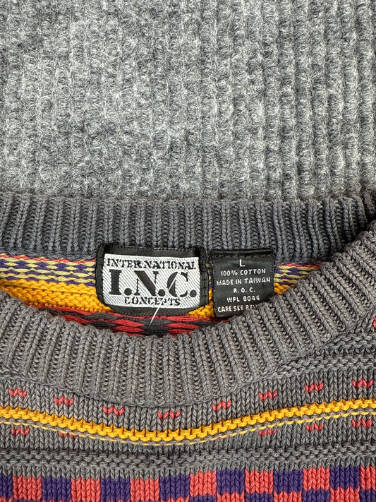 1990s I.N.C. Concepts Multicolor Cotton Knit Sweater (L)