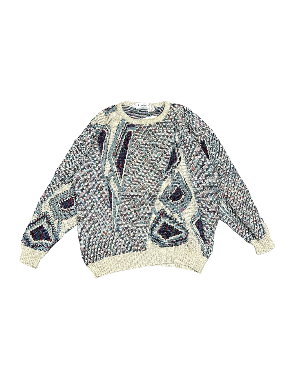 1990s Lansons Made in Italy Abstract Knit Sweater (L)