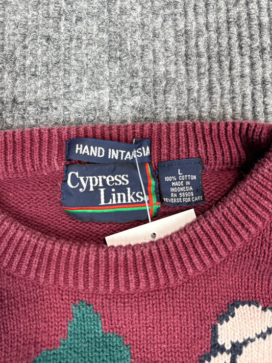 1990s Cypress Links Golf Intarsia Sweater (L)