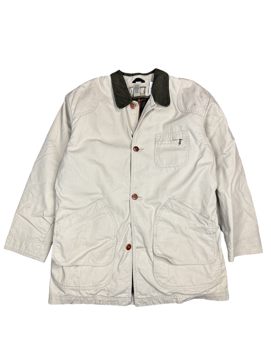 Beige Canvas Barn Jacket with Corduroy Collar (2XL)
