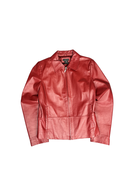Y2K George Red Leather Jacket (M)