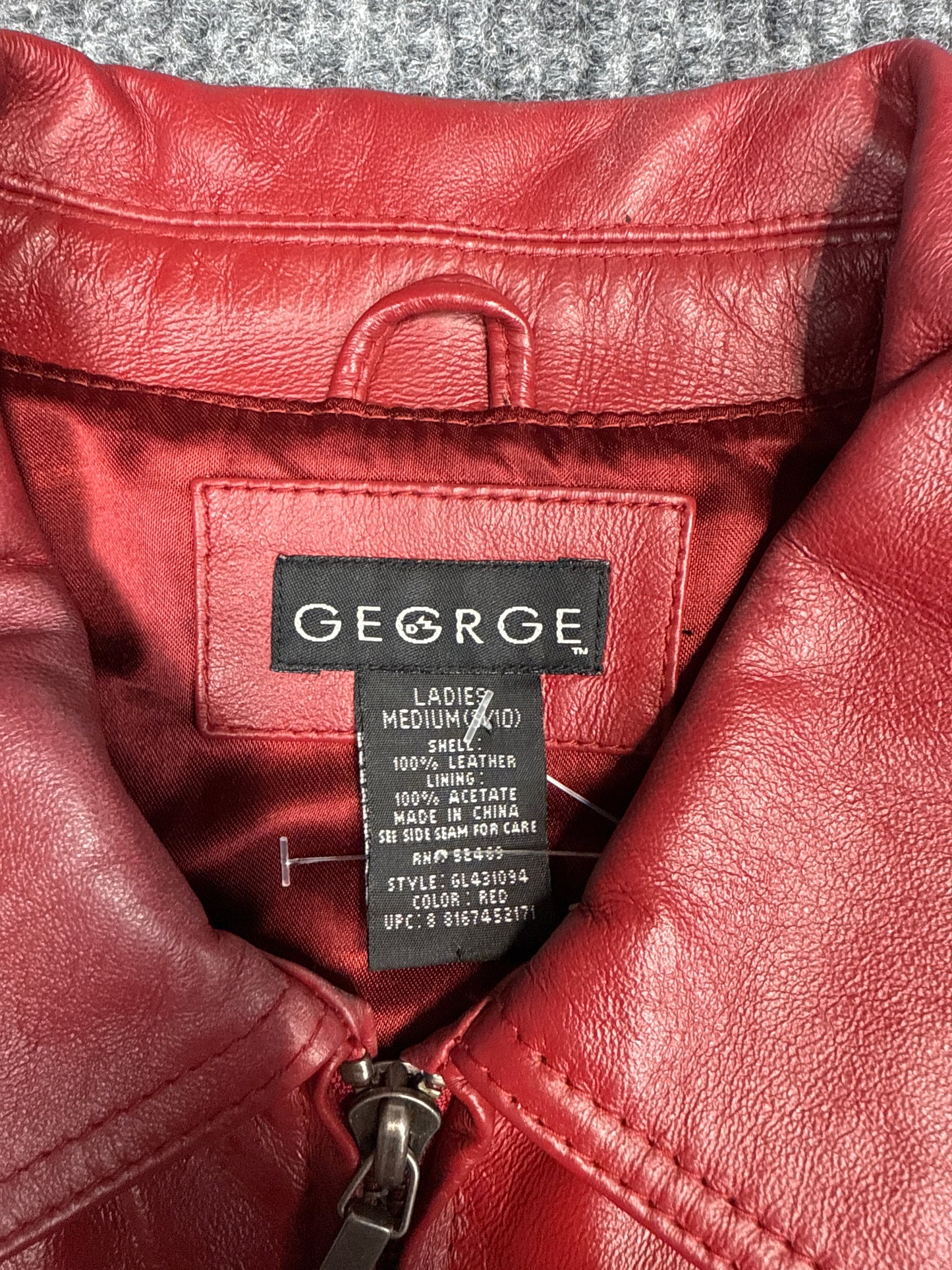 Y2K George Red Leather Jacket (M)