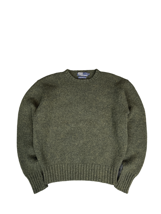 Polo Ralph Lauren Wool Crewneck Sweater with Suede Elbow Patches (M)