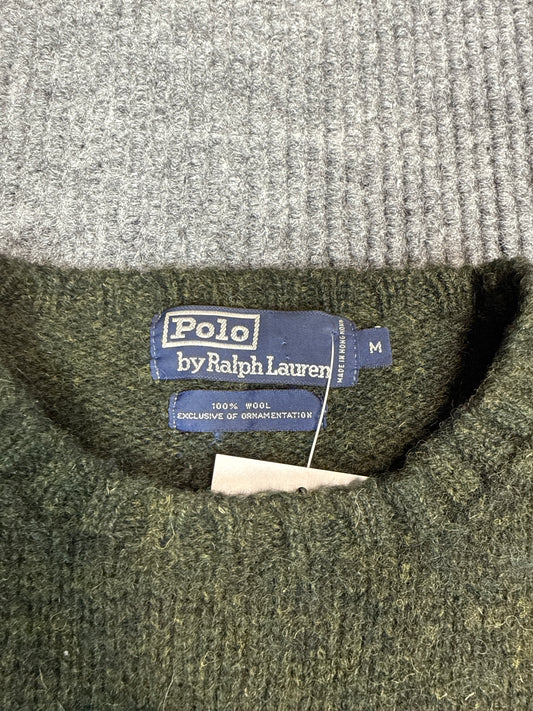 Polo Ralph Lauren Wool Crewneck Sweater with Suede Elbow Patches (M)