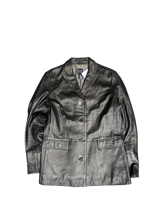 Y2K GAP Genuine Leather Button-Up Jacket (S)