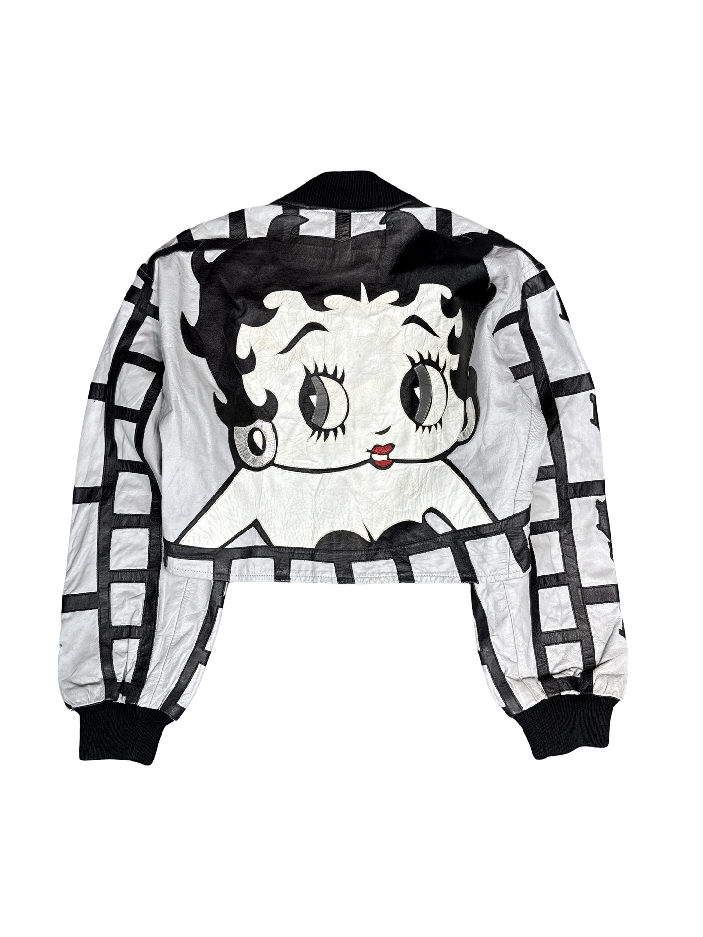 1990s Maziani Leather Betty Boop Bomber Jacket (L)