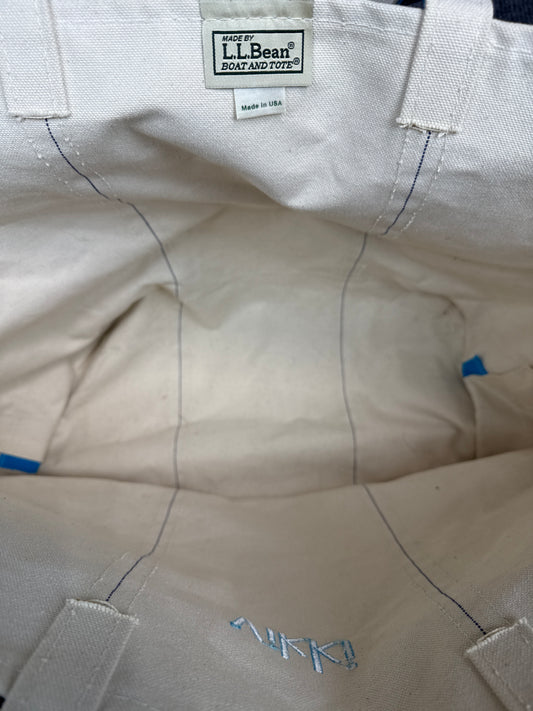 L.L.Bean Boat and Tote Canvas Bag Blue Trim