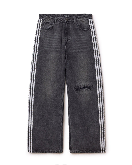 Vale Stripe Denim Pants Black