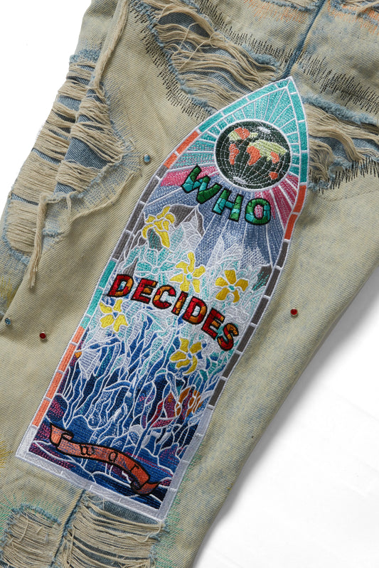 Who Decides War Stud Distressed Denim