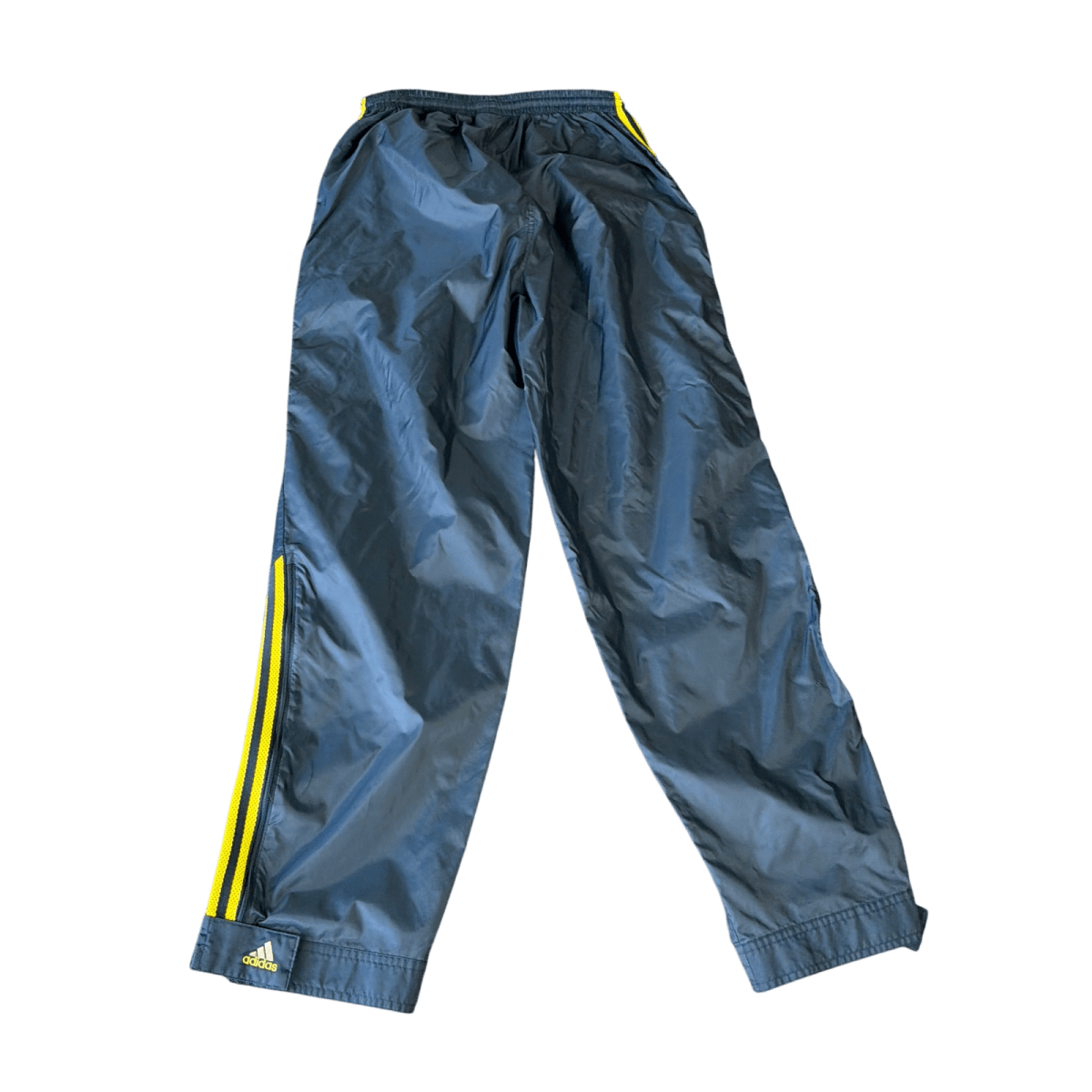 Adidas Nylon Track Pants - Navy Blue with Yellow Stripes (20x30)