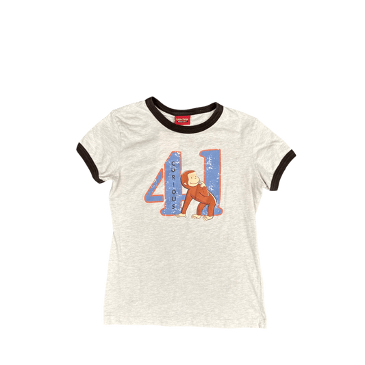 Curious George Ringer T-Shirt - Cream/Brown (M)
