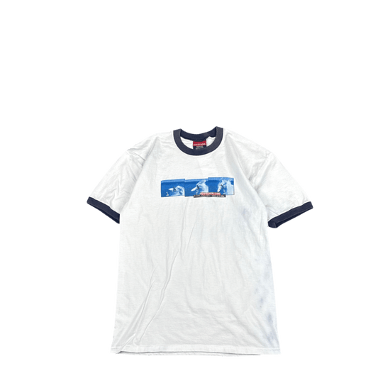 Quiksilver Graphic Ringer Tee - White with Navy (M)
