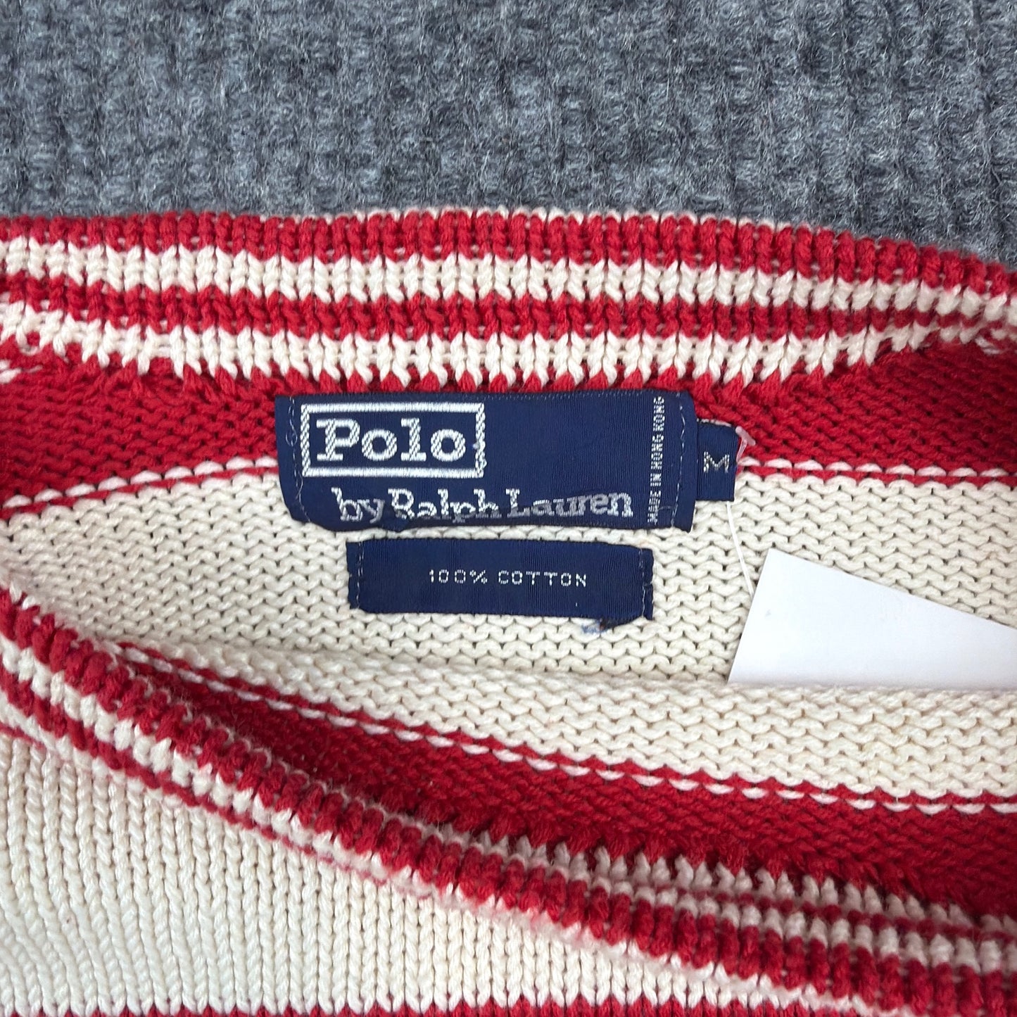 Polo by Ralph Lauren Striped Sweater - Red and Cream (M)