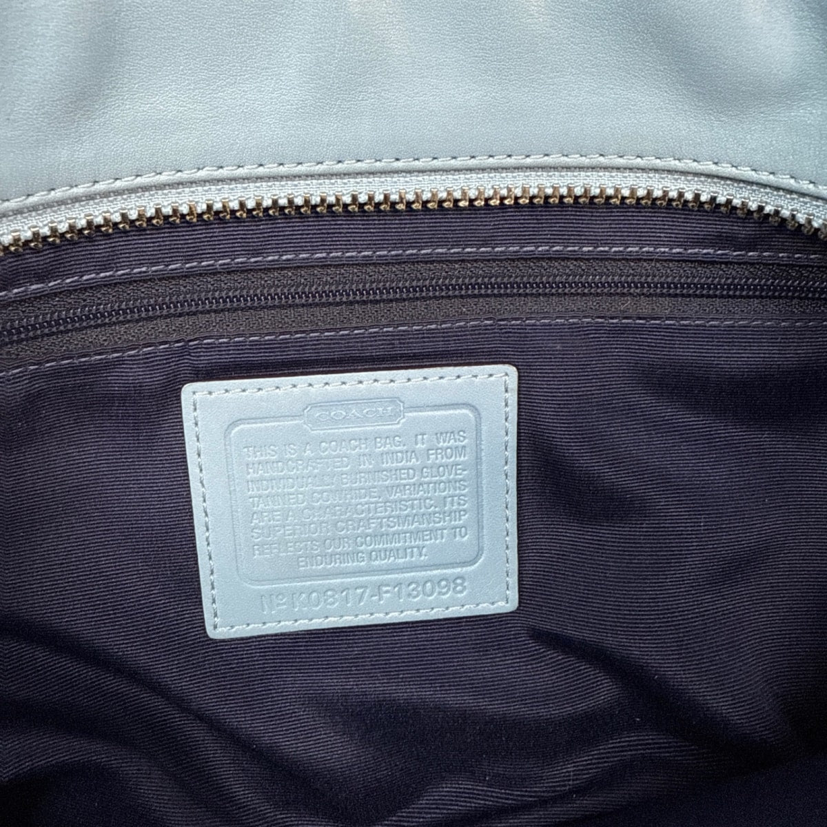 Coach Leather Tote Bag - Light Blue