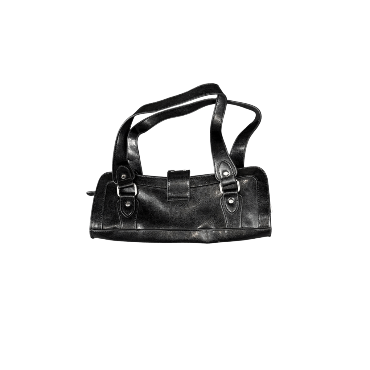 Vintage Buckle Detail Shoulder Bag - Black