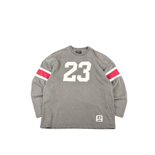 American Eagle Outfitters 23 Graphic Jersey - Taupe with Red and White Stripes (L)