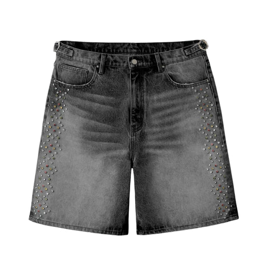 HMDD H=Star Crystal Jorts Washed Black