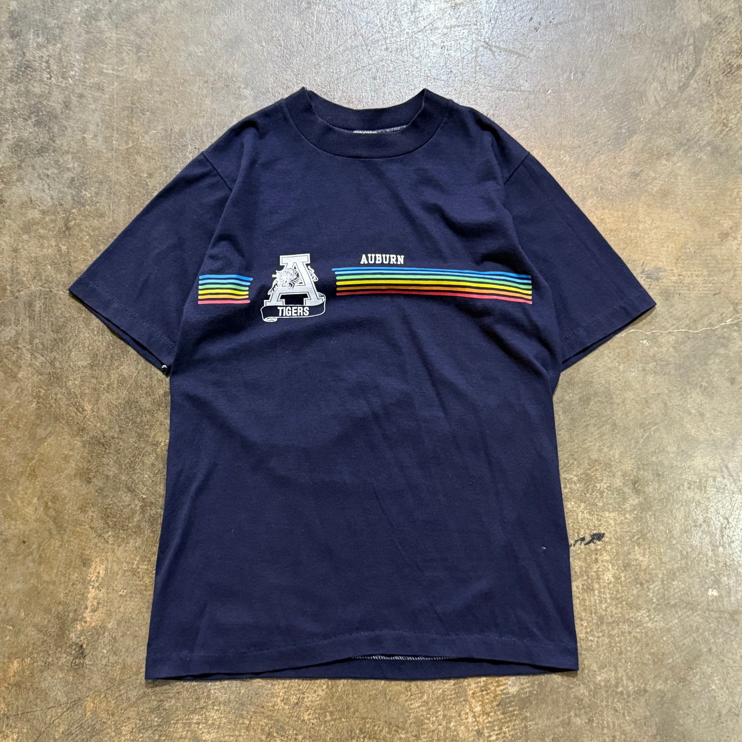 Auburn Rainbow Stripe Navy Tee