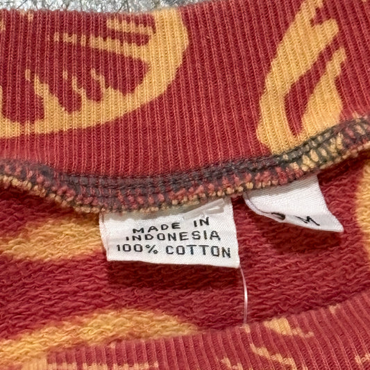 Mushroom Print Cotton Crewneck Sweatshirt (M)