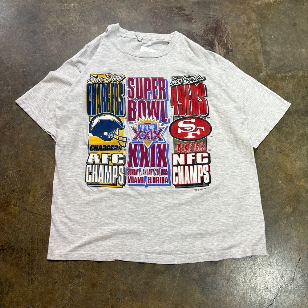 1995 Super Bowl XXIX San Diego Chargers vs San Francisco 49ers Graphic Tee (L)