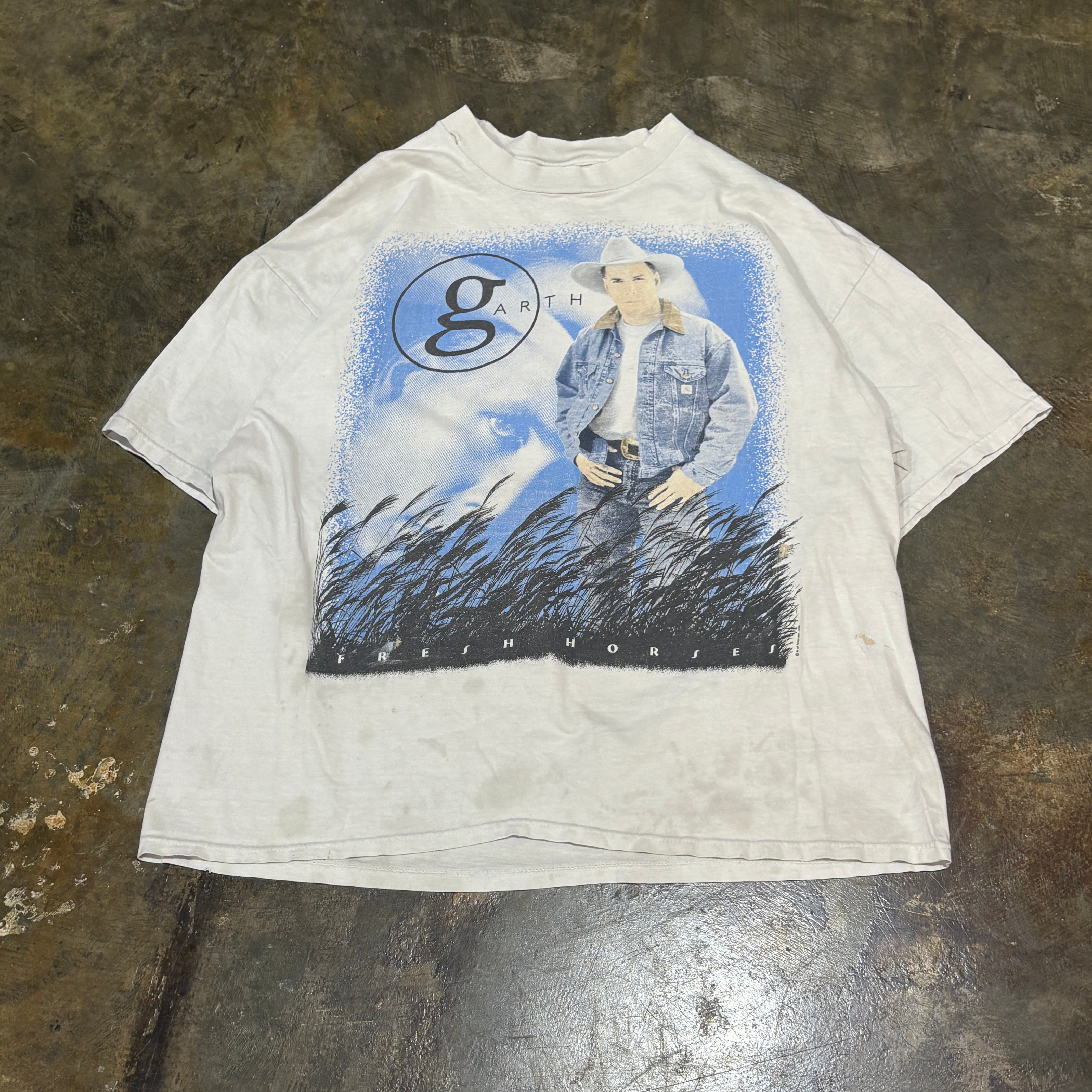 White Garth Brooks Fresh Horses Tour Tee