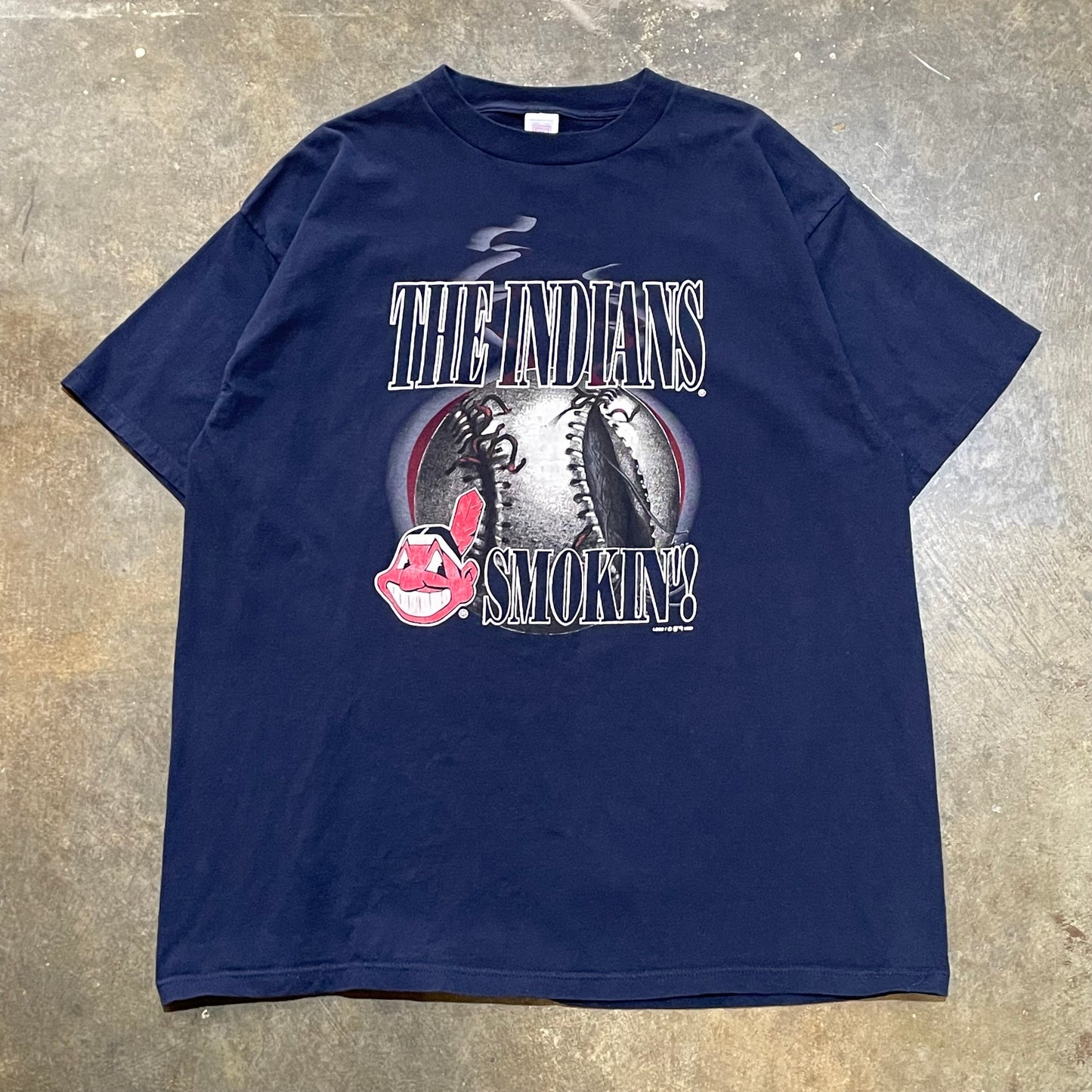 The Indians Smokin' Navy Logo 7 Tee