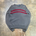 Polo Ralph Lauren Gray Knit Sweater with Red Stripe (L)