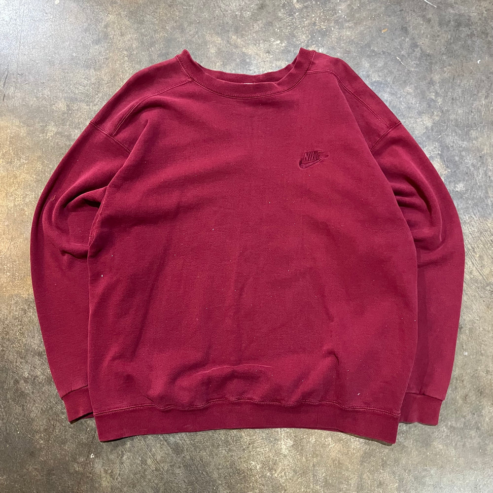 Red Tonal Nike Embroidered Crew
