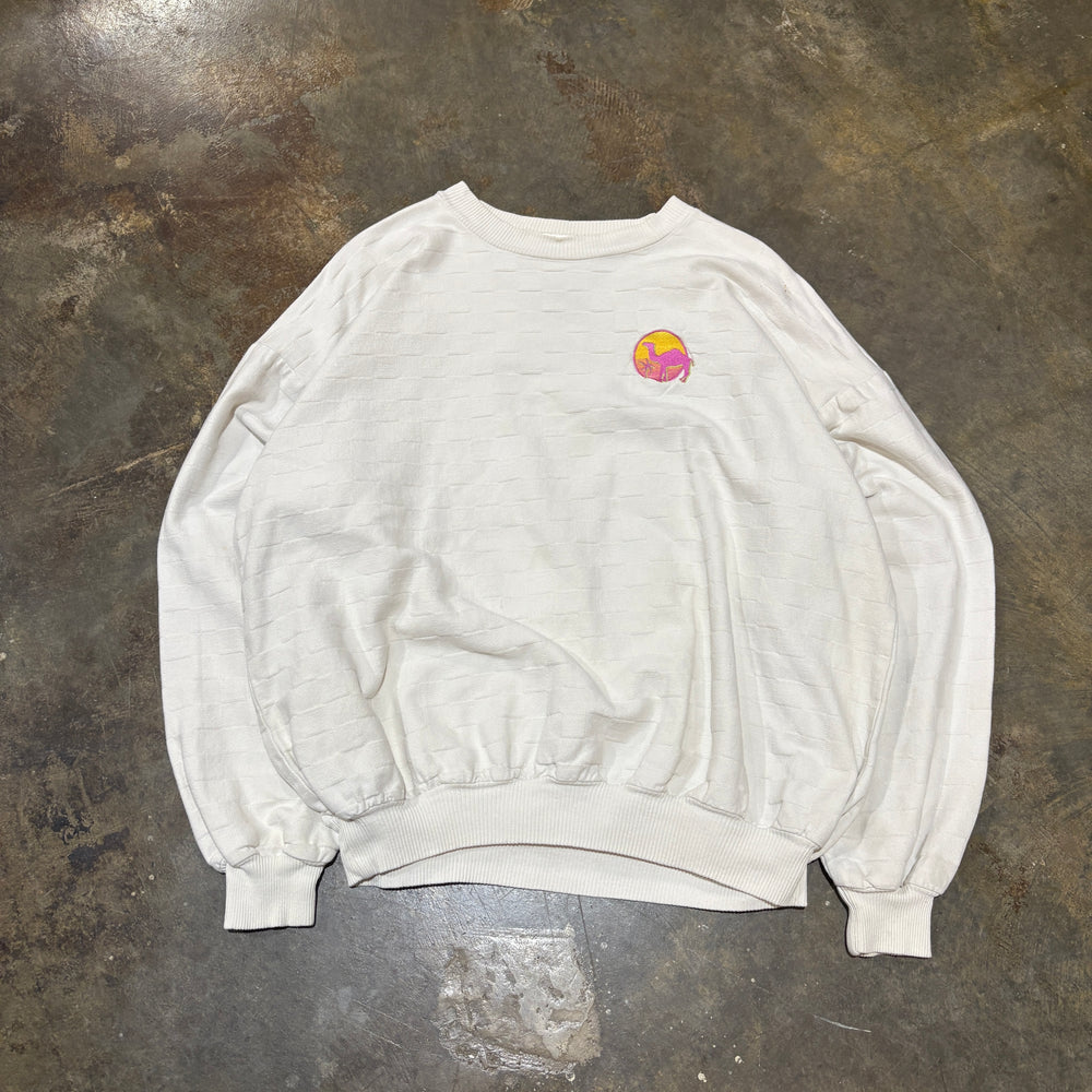 White Camel Crewneck with Pink-Yellow Patch