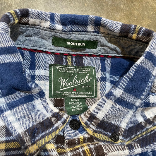 Woolrich Blue and Yellow Button Down Flannel