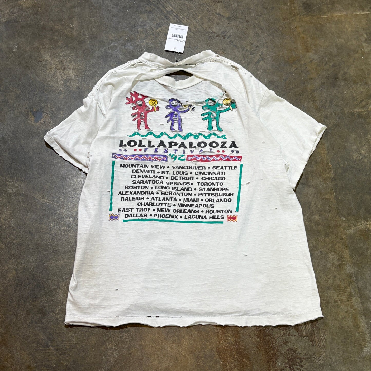 1992 Vintage Lollapalooza Festival Thrashed