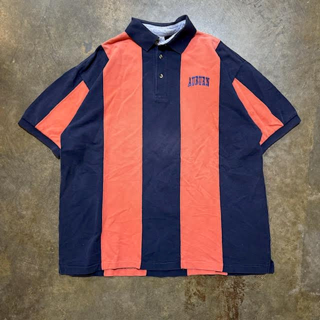 Auburn Vertical Striped Spell Out Polo