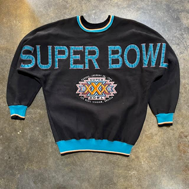 Black Super Bowl XXX Long Print Crew