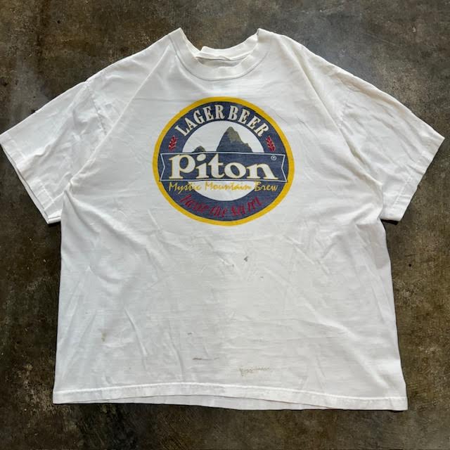 Piton Lager Beer Mystic Mountain Brew White Tee