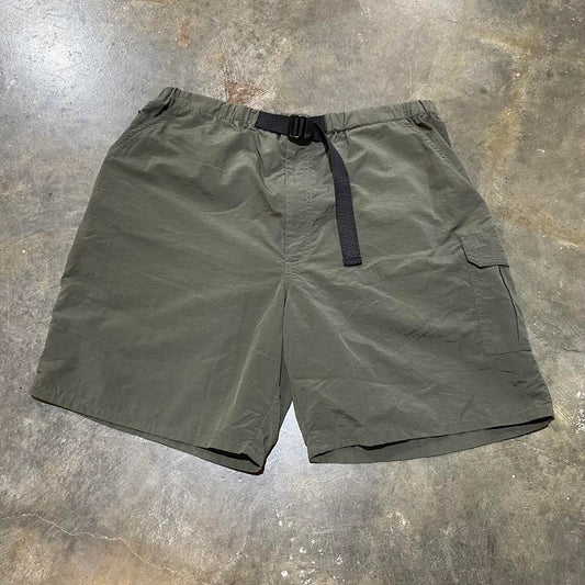 Olive Nylon Belted Shorts